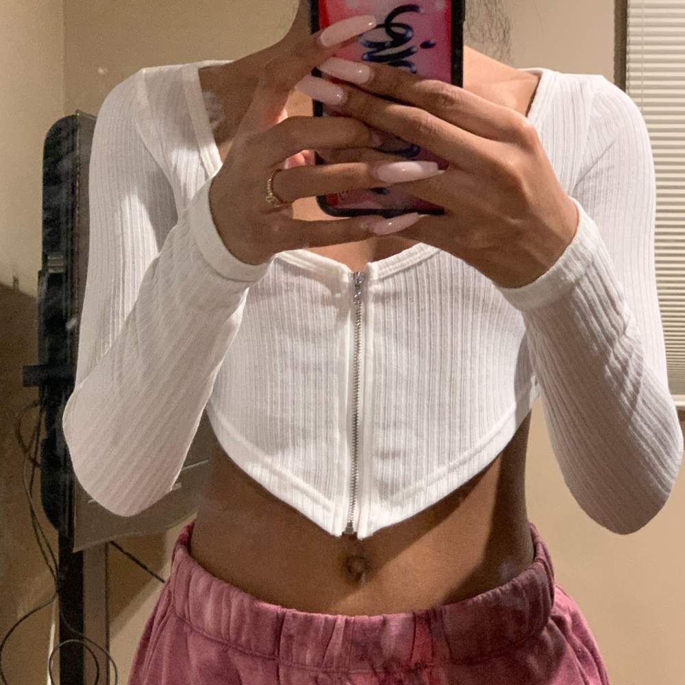 shein crop zip up long sleeve